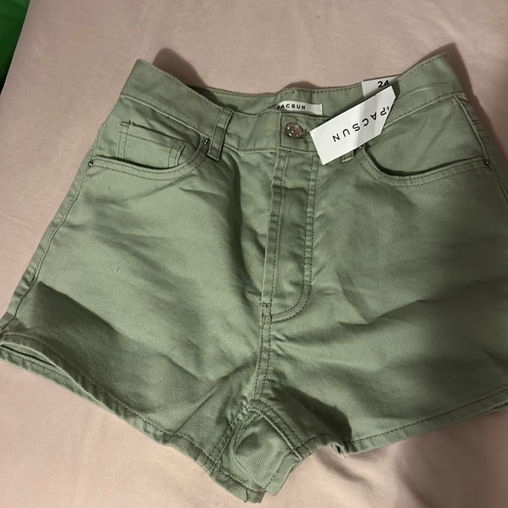 green denim shorts from pacsun. size 24.